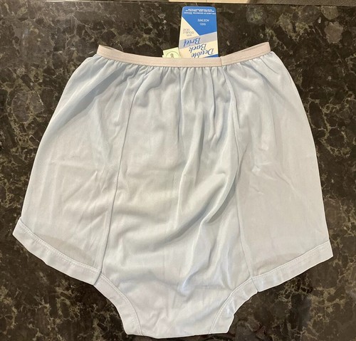 Vintage Double Back Granny Panties NOS Silky Smooth Blue Acetate Briefs Sz 8 USA - Picture 5 of 6