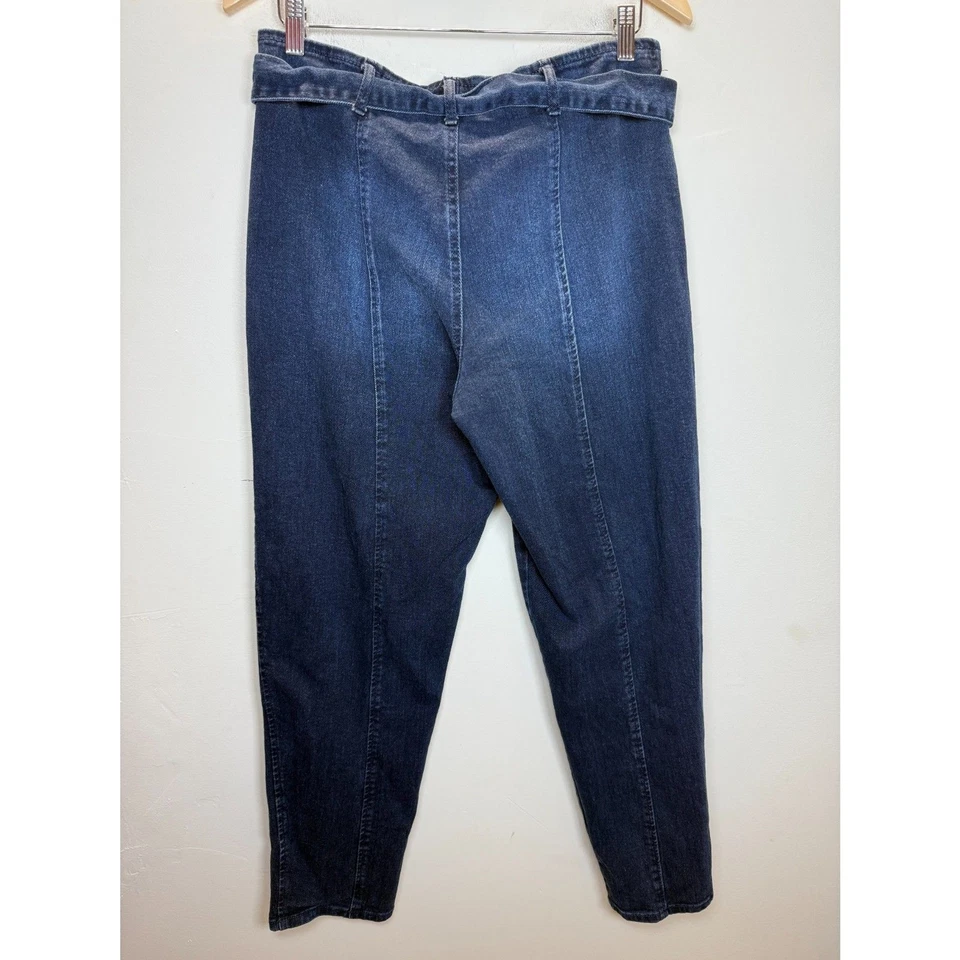 Pantalón vaquero Anne Klein para mujer talla 8 azul con cinturón cintura barril botón mosca Foto 2 de 4