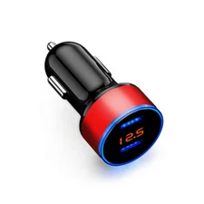 12V-24V Dual USB Car Fast Charger Power Socket Outlet W/LED Voltmeter