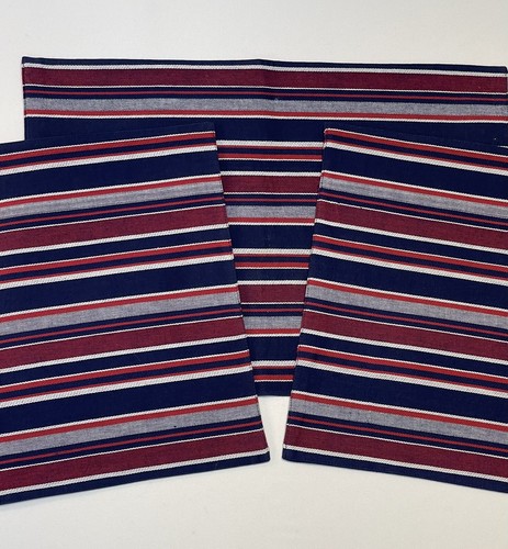 NWT Set Of 3 Vintage Park B. Smith Placemats 100% Cotton Striped Blue/Red/White - Picture 3 of 9