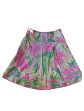 VTG Lilly Pulitzer Pink Green Giraffe Leaf Skirt Tropical Beach Preppy Boho 2