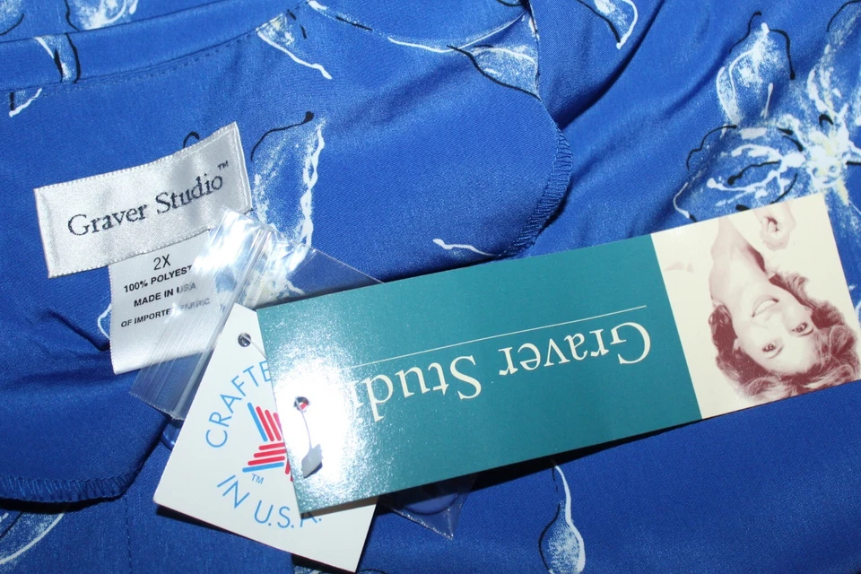 NWT Susan Graver Studio Sz 2X Federal Blue Floral Lightweight Jacket Blazer Top - Image 4 of 4