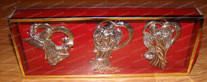 Gorham, PEACE, HOPE, LOVE Angel Ornament's (6032593) 3pcs, Silverplated