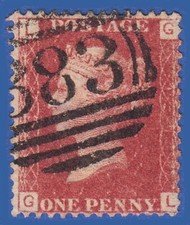 GB SG43/44 QV 1864 1d RED PLATE 129 GL GU HULL 383