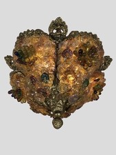 Vintage Murano Fiori Vetro Boemo Ciotola Luce Soffitto Dorato Bronzo 6 Disponibile