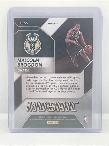 2016-17 Panini Prizm Mosaic Malcolm Brogdon Mosaic Rookie Card RC #65 Bucks - 第 2/2 張圖片
