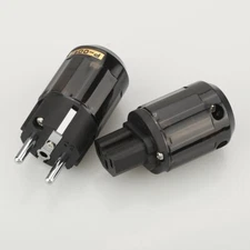 Rhodium Plated EU Version Power Plug & IEC Connector for HiFi Power Cable DIY