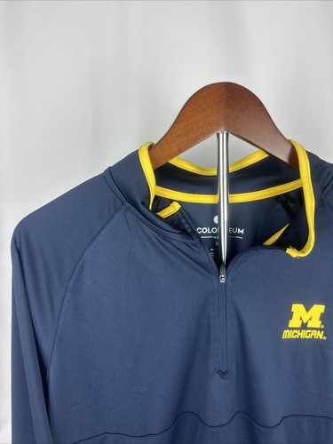 Michigan Colosseum Men’s Quarter Zip Size XL Blue/Yellow - Picture 3 of 7