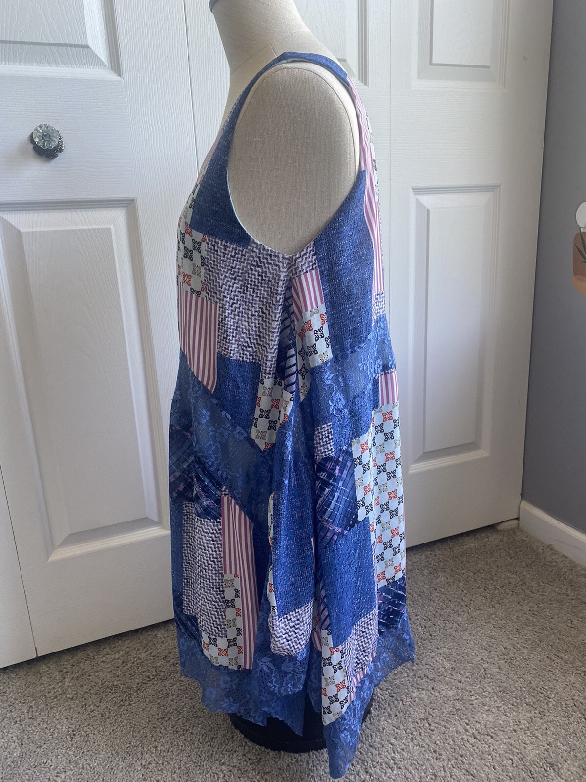 b-SHARP Patchwork Dress Tunic Lace-Trim Handkerch… - image 2