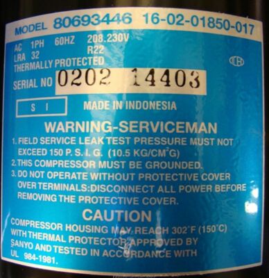 SANYO 208/230 1 PH R22 80693446 | eBay