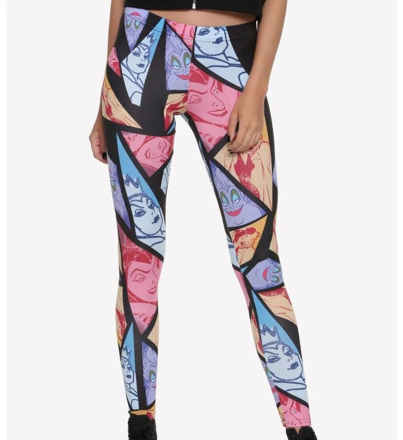 Hot Topic Disney Villains Pop Art Leggings Size 3 (Plus) *Multicolor*