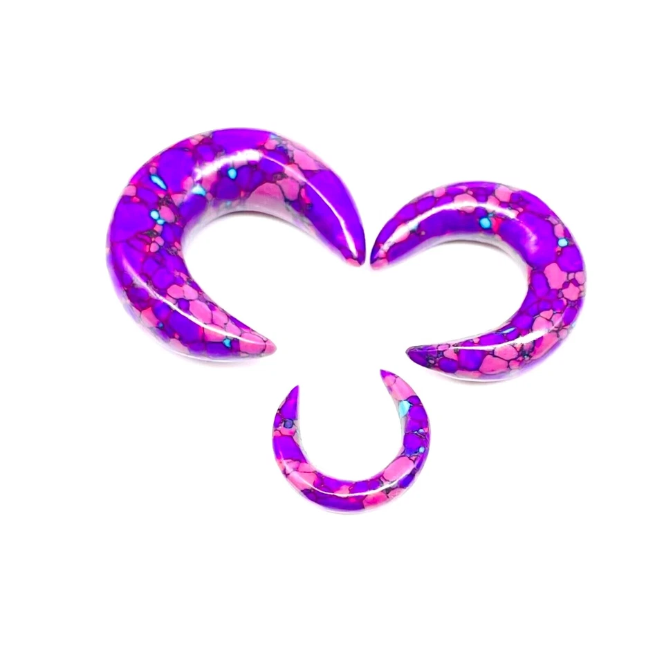 Purple Mix Turquoise Organic Stone Septum Pinchers, Size 12g to 5/8''and More - Image 2 of 4