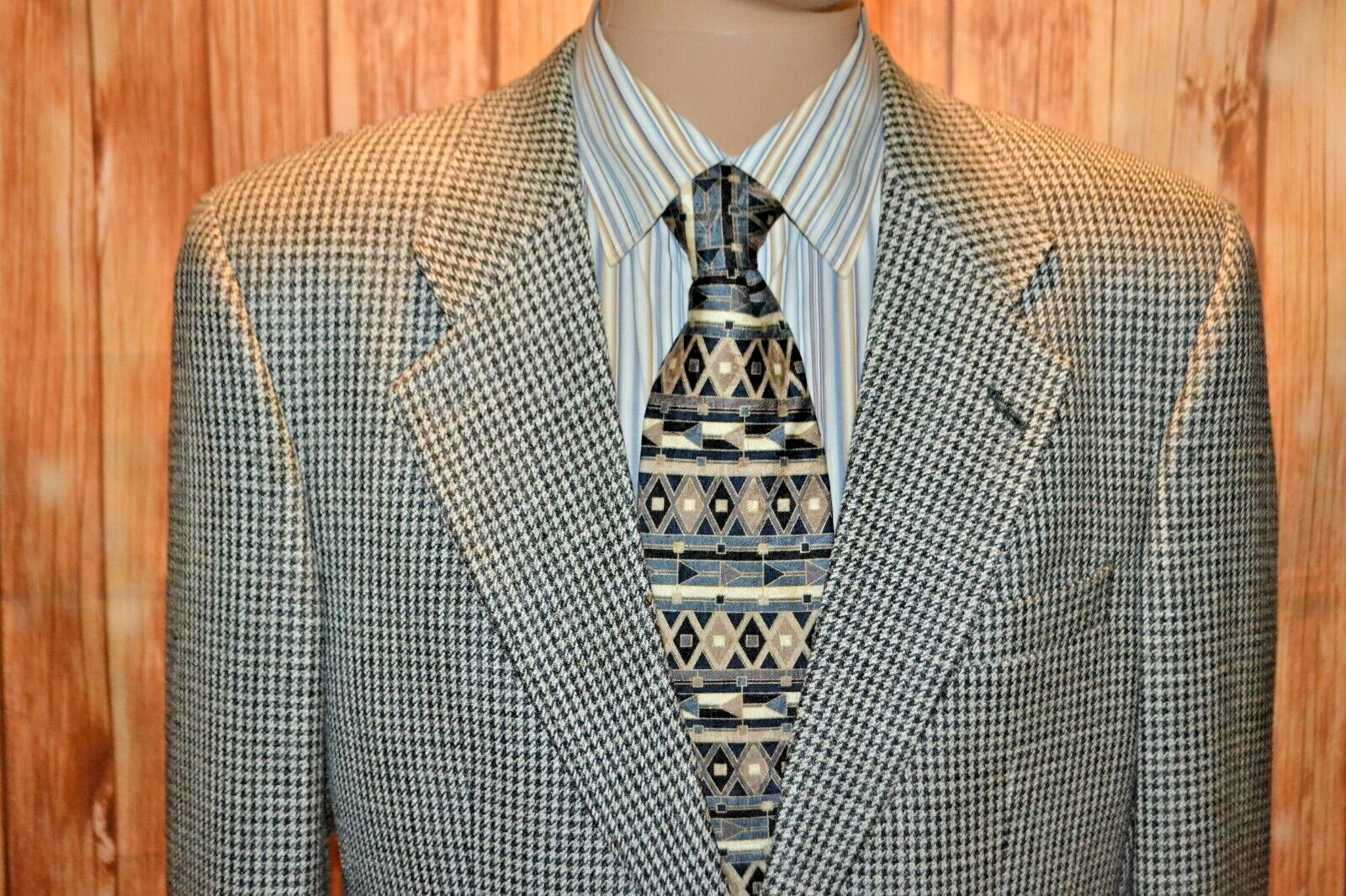 Burberry Men's Houndstooth Black & White 2 Front Button Sports Coat Size 40 thumbnail 3