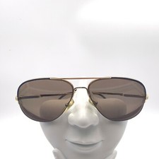 Vintage SRO Parisian Blue Gold Metal Pilot Half-Rimmed Sunglasses FRAMES ONLY