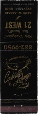 Sylvania Ohio Nick Vosdoganes Bob Russell's 21 West Vintage Matchbook Cover