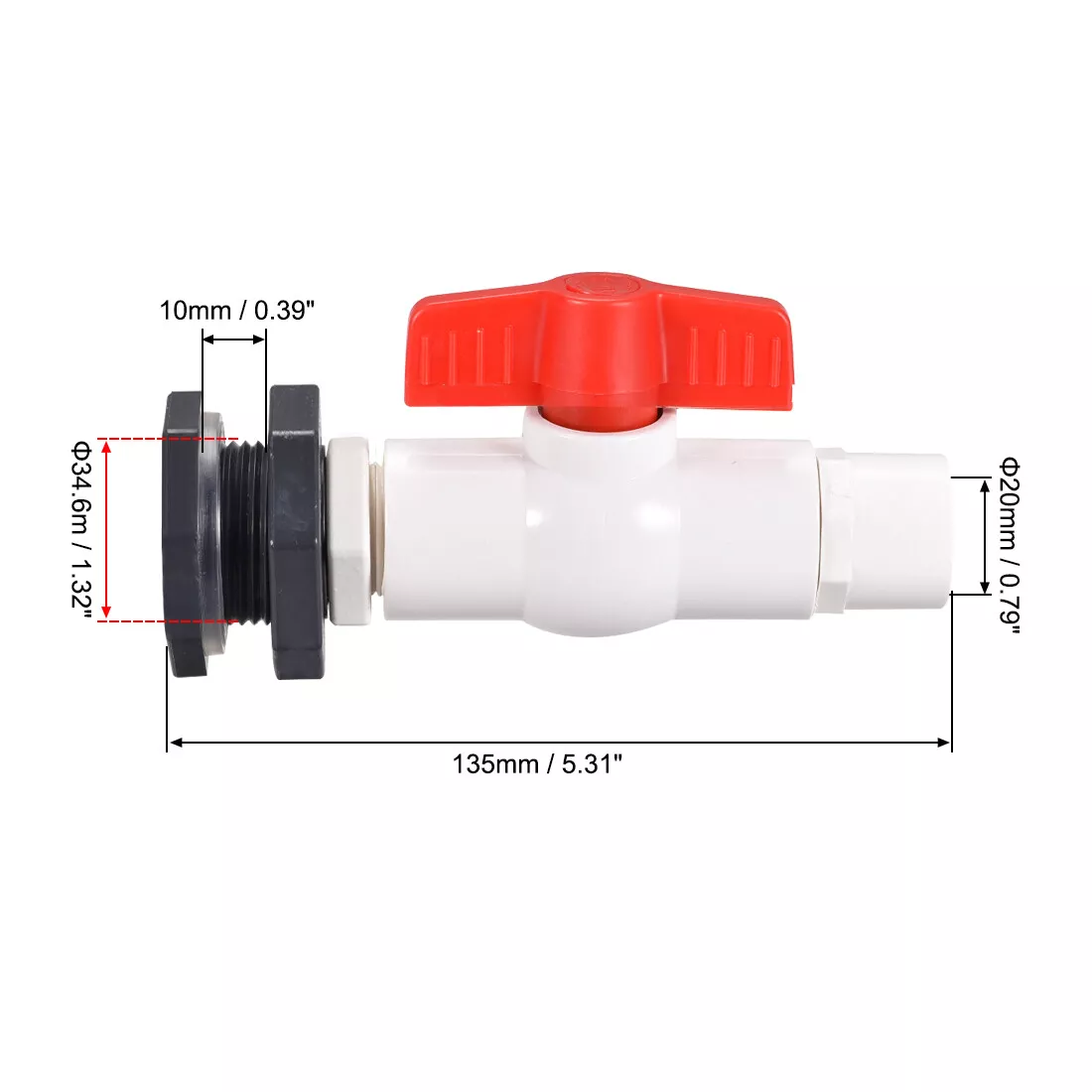 Pvc ball valve dimensions sale