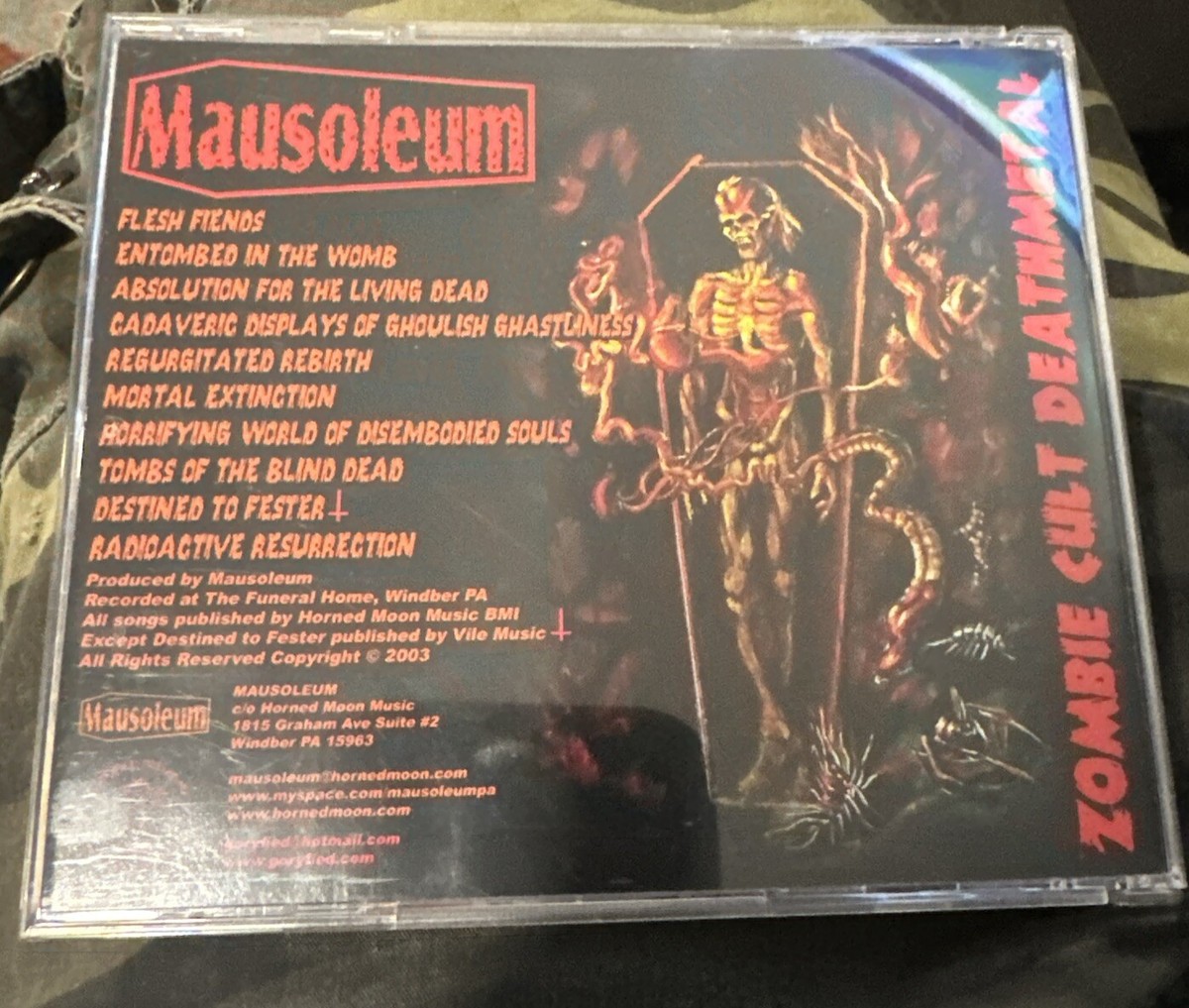 Mausoleum - Cadaveric Displays Of Ghoulish Ghastliness CD 2003