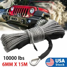 Synthetic Winch Rope Line 1/4"x 50' 10000LBS Recovery Cable 4WD ATV UTV w Sheath