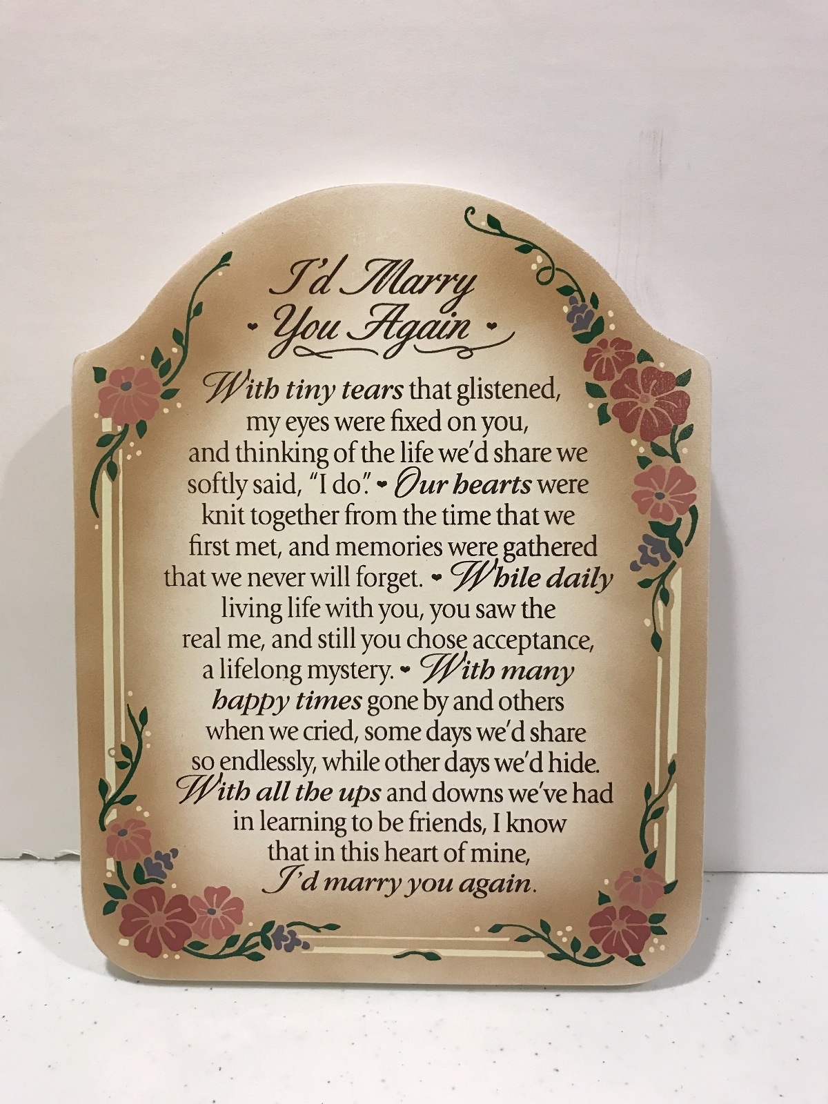Dexsa I'd Marry You Again Plaque Anniversary Poem On Wood Sign eNotary