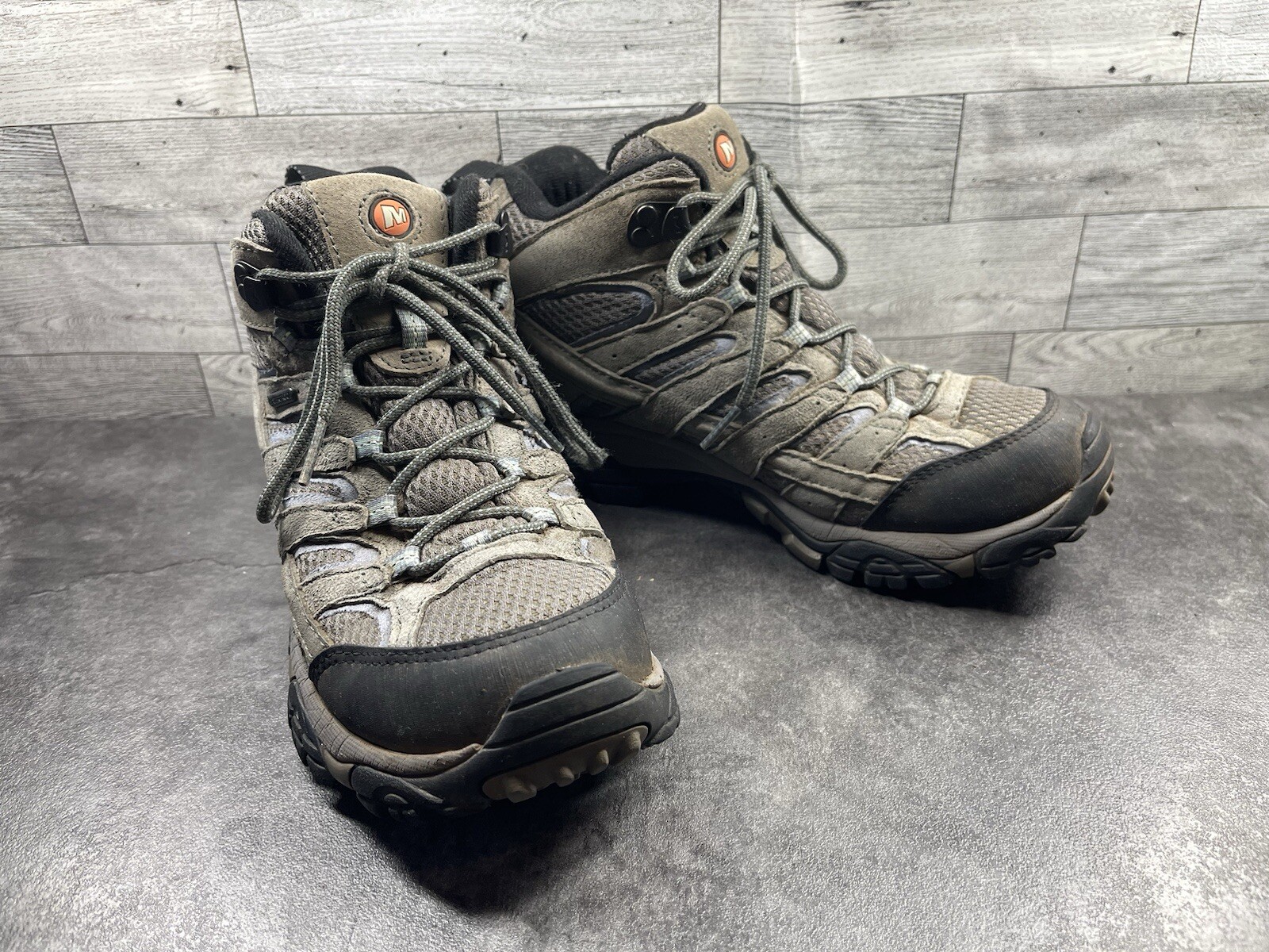 Merrell Moab 2 Mid Stivali da Escursionismo Donna 7 5M Scarpe Grigio Pelle Impermeabili