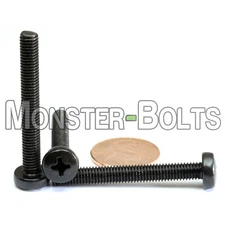M5 x 40mm Phillips Pan Head Machine Screws, Steel w/ Black Oxide DIN 7985A