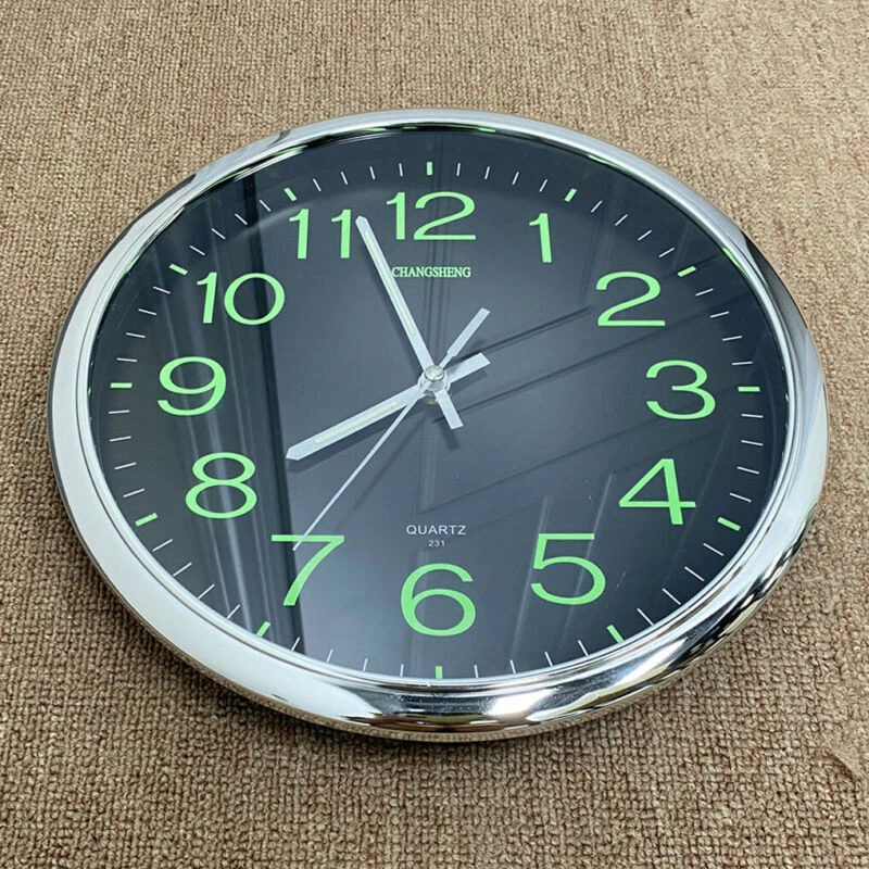 12Inch Large Modern Luminous Night Light Wall Clock Silent Battery operated Home - Image 4 of 4