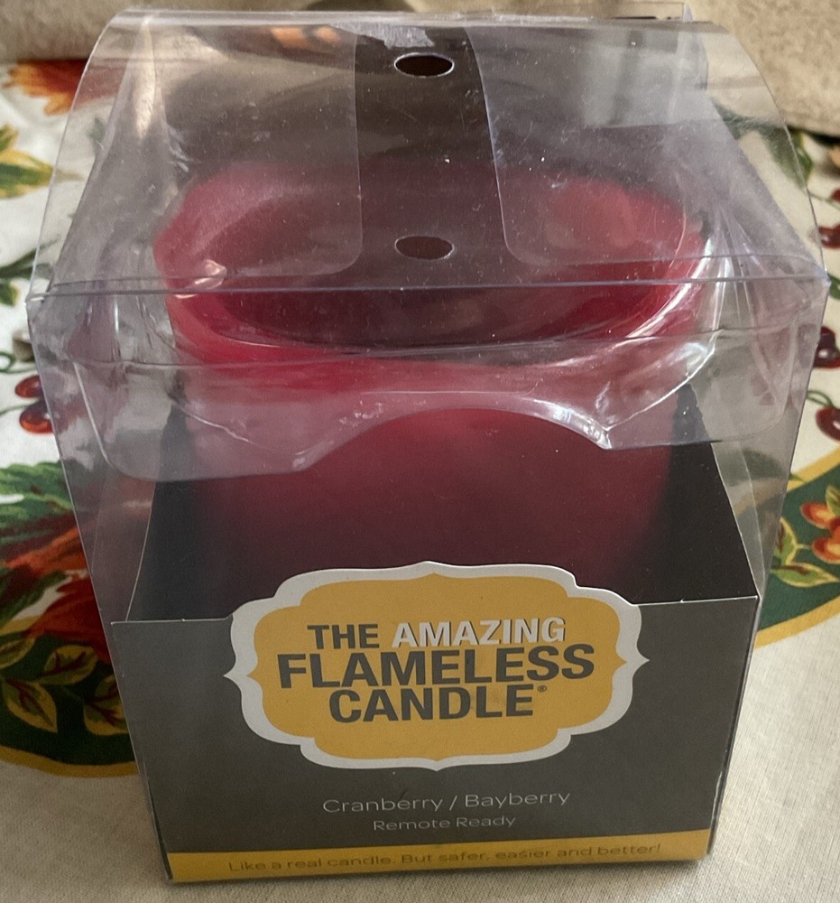 Cranberry Bayberry Flameless LED Candle 3x4 Inches New In Box