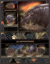STA445 Djibouti 2016 MNH 2 Sheets High CV Wild Animals Hippopotamus
