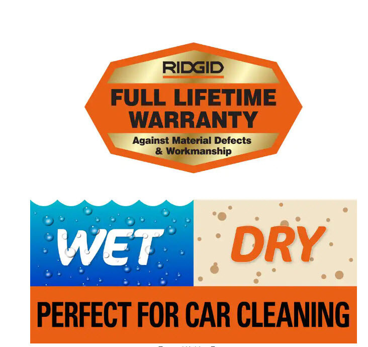 RIGID 5 Gal. 5.0 HP Portable Wall-Mount Wet/Dry Shop Vac W/Car Clng Kit - NEW