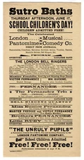 1897 SAN FRANCISCO SUTRO BATHS "SCHOOL CHILDRENS DAY" PROMOTIONAL FLYER AD SIGN