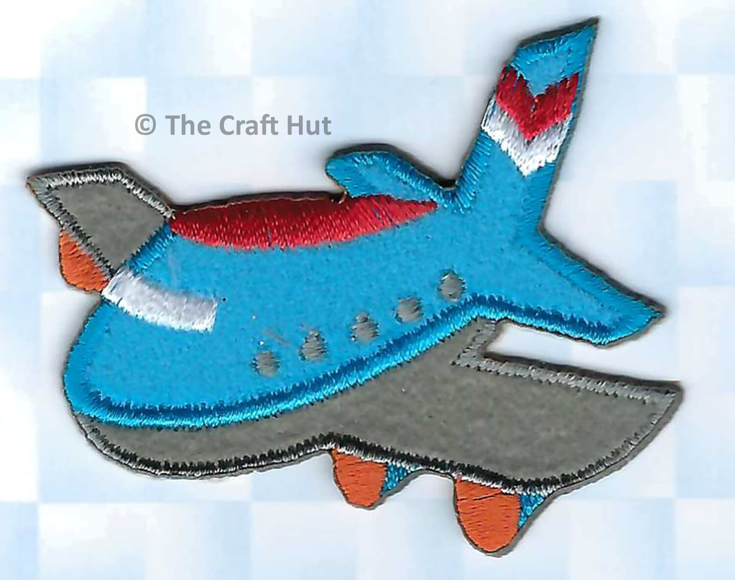 Sewing Iron or Sew On Motif Craft Factory Patch Plane Aeroplane 7cm x 5cm New