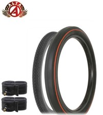 SCHWINN STYLE BRICK 20X 1.75 S2  20X 2.125 S2 WIDE SLICK RED LINE TIRE W/TUBES.