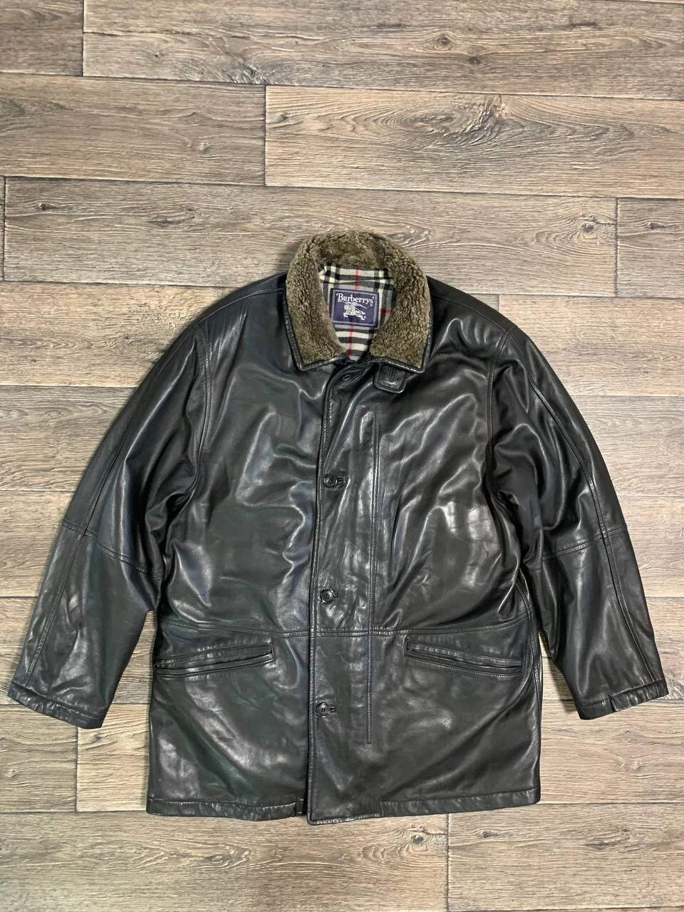 giacca vintage burberrys burberry pelle agnello uomo nero taglia 50 lage