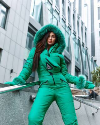 Women And Children Kids Green Matte Ski Jumpsuit Overall Winter Suit Snowboard
