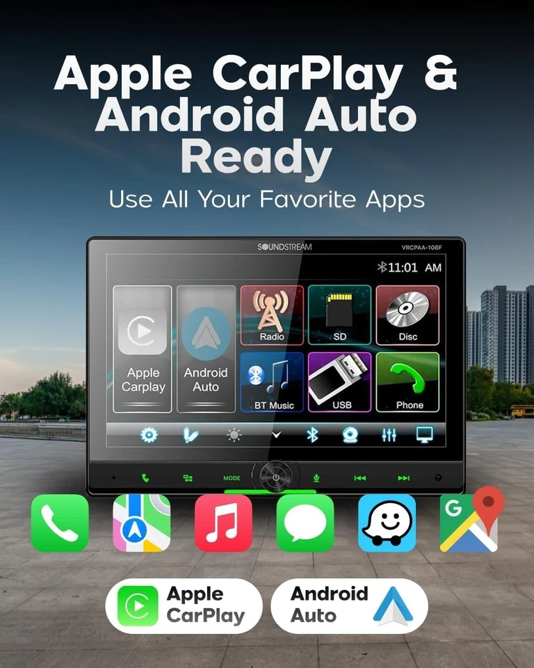 VRCPAA-106F 10.6" Double DIN Floating Touchscreen Car Stereo, CarPlay & Android - Image 2 of 4