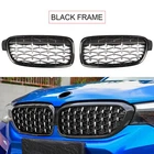 Diamond Front Kidney Grille For 2012-2018 BMW F30 320i 328i Chrome Black Grill
