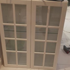 White Freestanding Display Cabinet, 2 Glass Doors with Internal Shelves