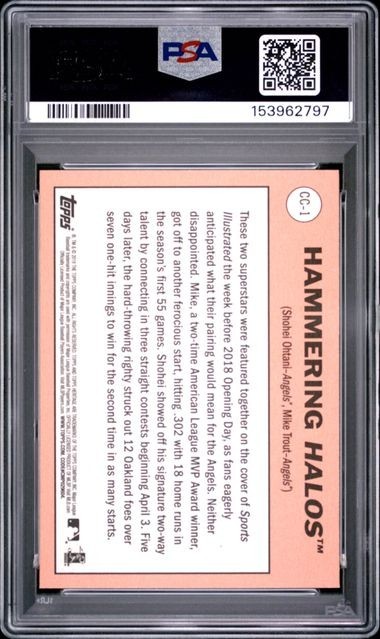 2018 Topps Heritage High Number SHOHEI OHTANI / MIKE TROUT Combo #CC-1 PSA 10 view 2