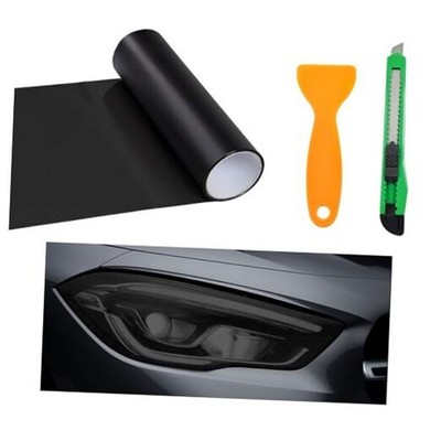 Car Light Tint Film, 46.8'' × 11.8'' Extra-Wide Waterproof Headlight Matte Black