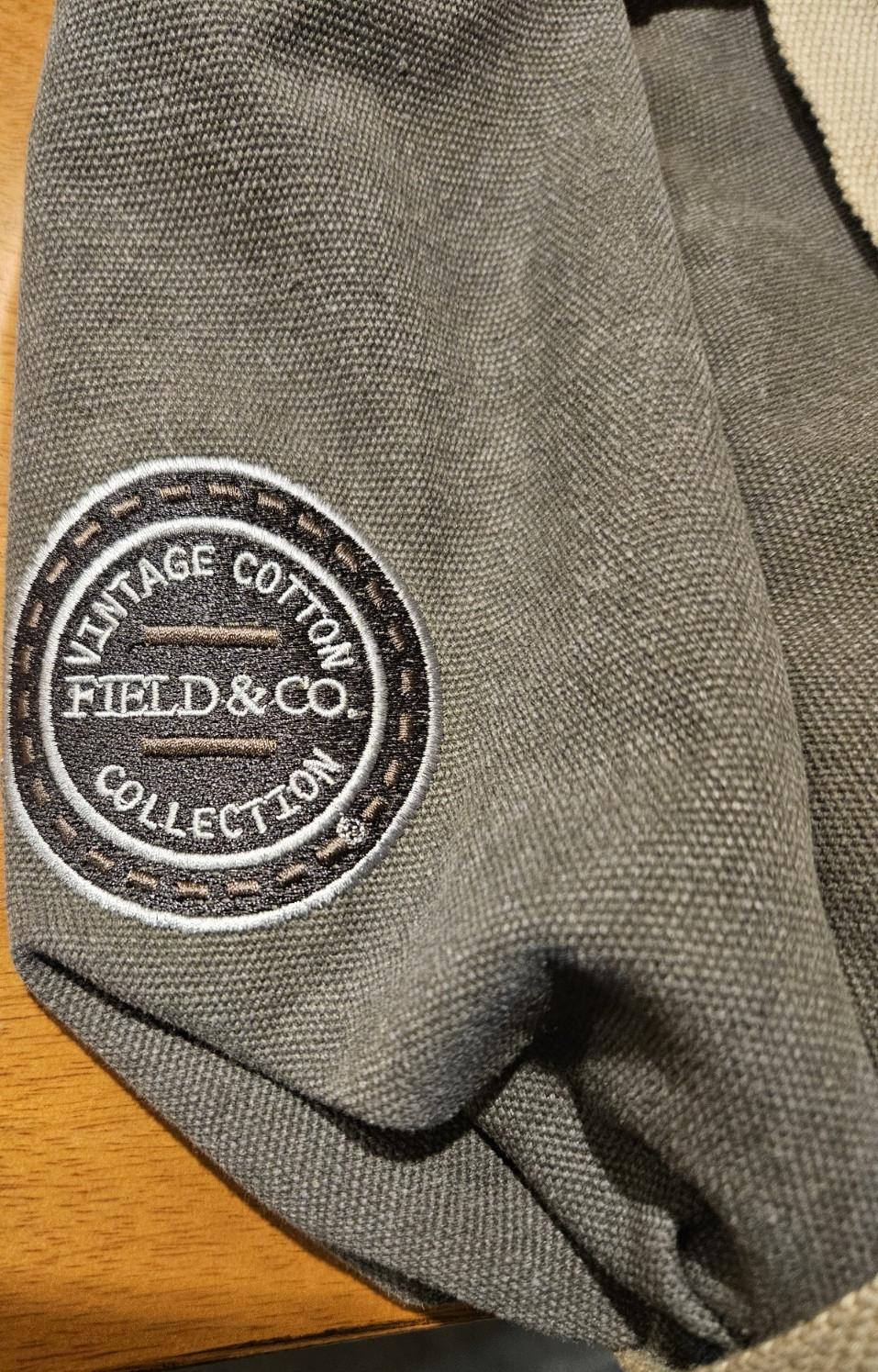 Field & Co. Vintage Cotton Collection Large Backpack Buckle 3 Pockets Beige/Gray