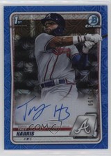 2020 Bowman Chrome Prospect HTA Choice Blue Mojo Refractor Trey Harris Auto 0jv5
