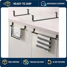 Over Door Towel Rack Stainless Steel Hanging Bar Bathroom Kitchen Cabinet