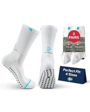 Premium Soccer Grip Socks Men, Women and Youth, 2/4/6 Pairs 6-8 2-Pack White