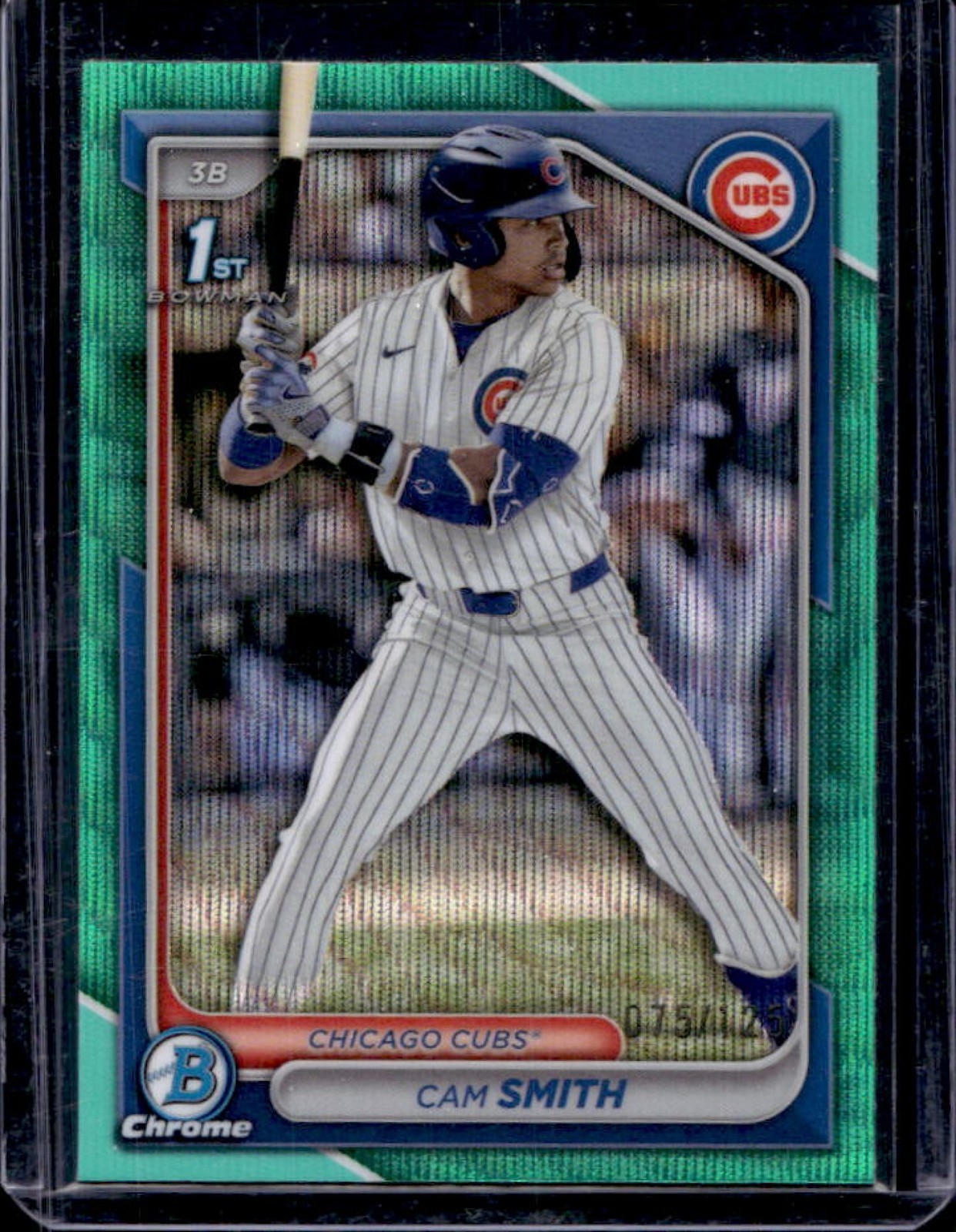 2024 Bowman Draft Cam Smith Chrome Aqua Wave Refractor 1st Prospect #75/125 Cubs