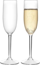 Stemmed Champagne Flutes Glasses 6 oz, Set of 2 Tritan Plastic Wine Glassware