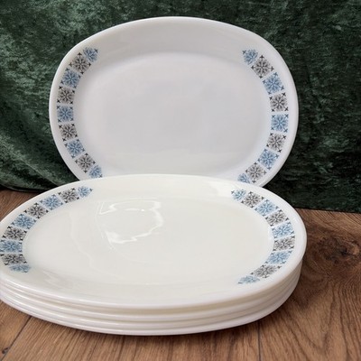 Pyrex Chelsea 6 ovale Teller / Steakplatte Platte - blau schwarz 12x9'' oder 30,5x23cm