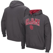 Men's Colosseum Charcoal Oklahoma Sooners Arch  Logo Hoodie