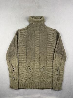 Pierre Balmain Sweater Men s Size Small Green Wool Blend Distressed Designer
