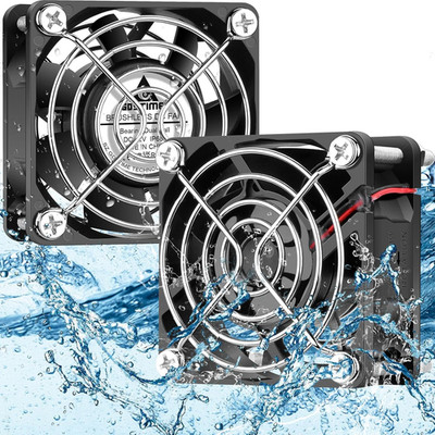 GDSTIME 60Mm X 25Mm 12V DC IP68 Waterproof Fan Dual Ball Bearings Brushless Smal