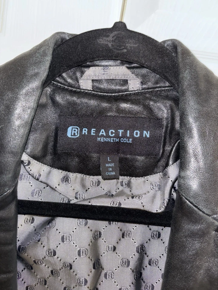 Y2K Kenneth Cole Reaction Black Leather Jacket Women's Large - Image 2 of 4